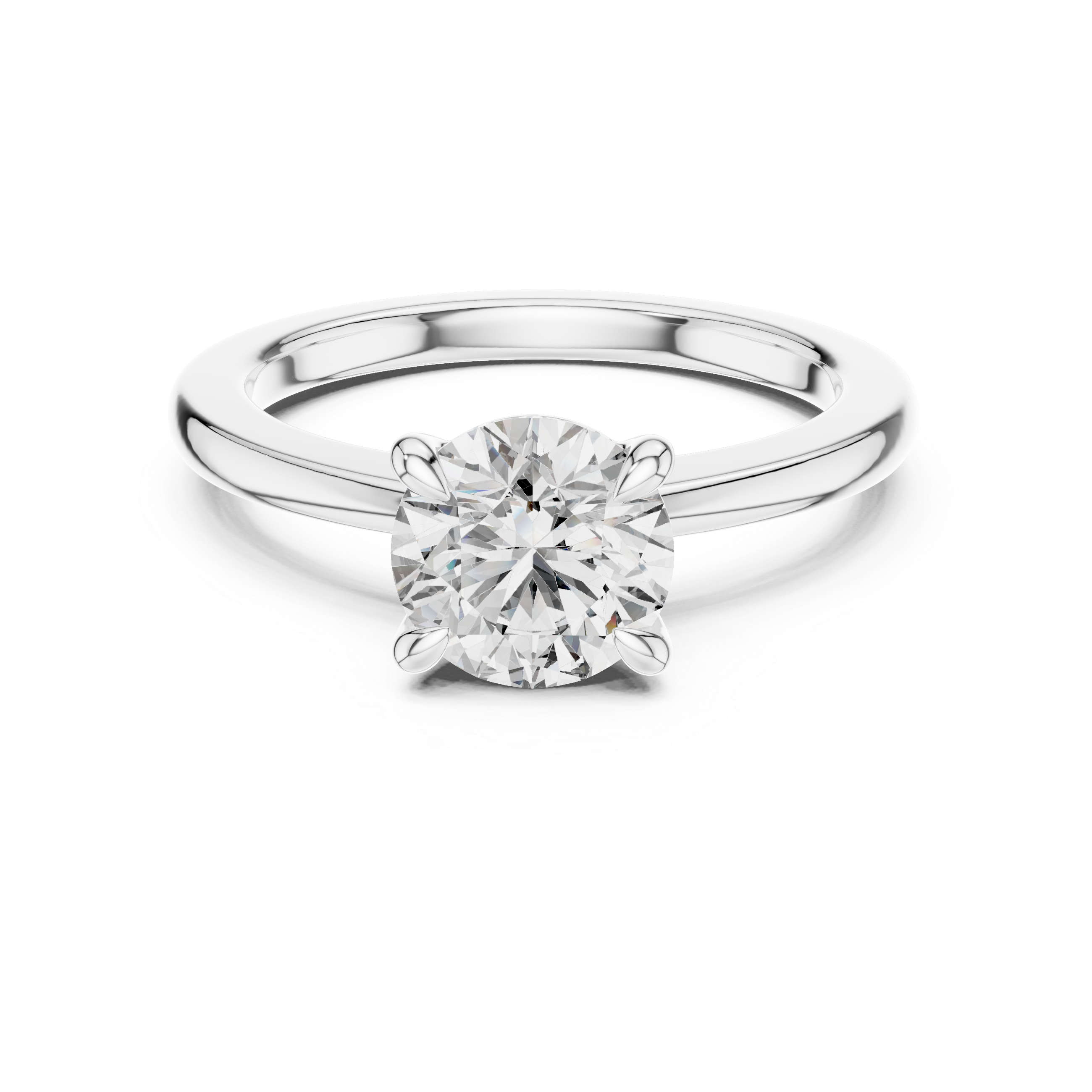 Silver ring with a diamond on a white background